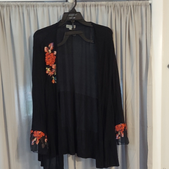 Joseph A Sweaters - Joseph A. Lightweight "Is It Silk?" Cardigan With Floral Embellishment